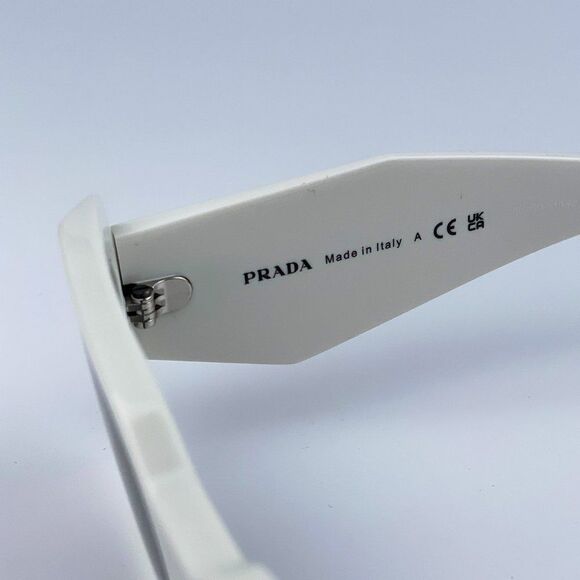 NEW Prada PR17WS 1425S0 Ivory White Dark Gray Rectangle Unisex Sunglasses - Picture 9 of 15
